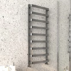 Budget 😍 Venice Brushed Black Nickel Designer Heated Towel Rail (500 x 1200mm) 🛒