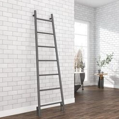 Promo 👍 Venice Anthracite Leaning Ladder 1800 x 500mm Heated Towel Rail 🎁