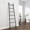 Cheap ???? Venice Matt Black Leaning Ladder 1800 x 500mm Heated Towel Rail ✨